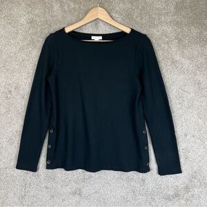 J Jill Ponte Shirt Womens Extra Small Black Long Sleeve Pullover Stretch- 9828*